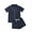 Navy Blue, variant on Women Short Sleeve Summer Sleepwear Cute Cotton Pajamas Set Short Sleeve Nightgown