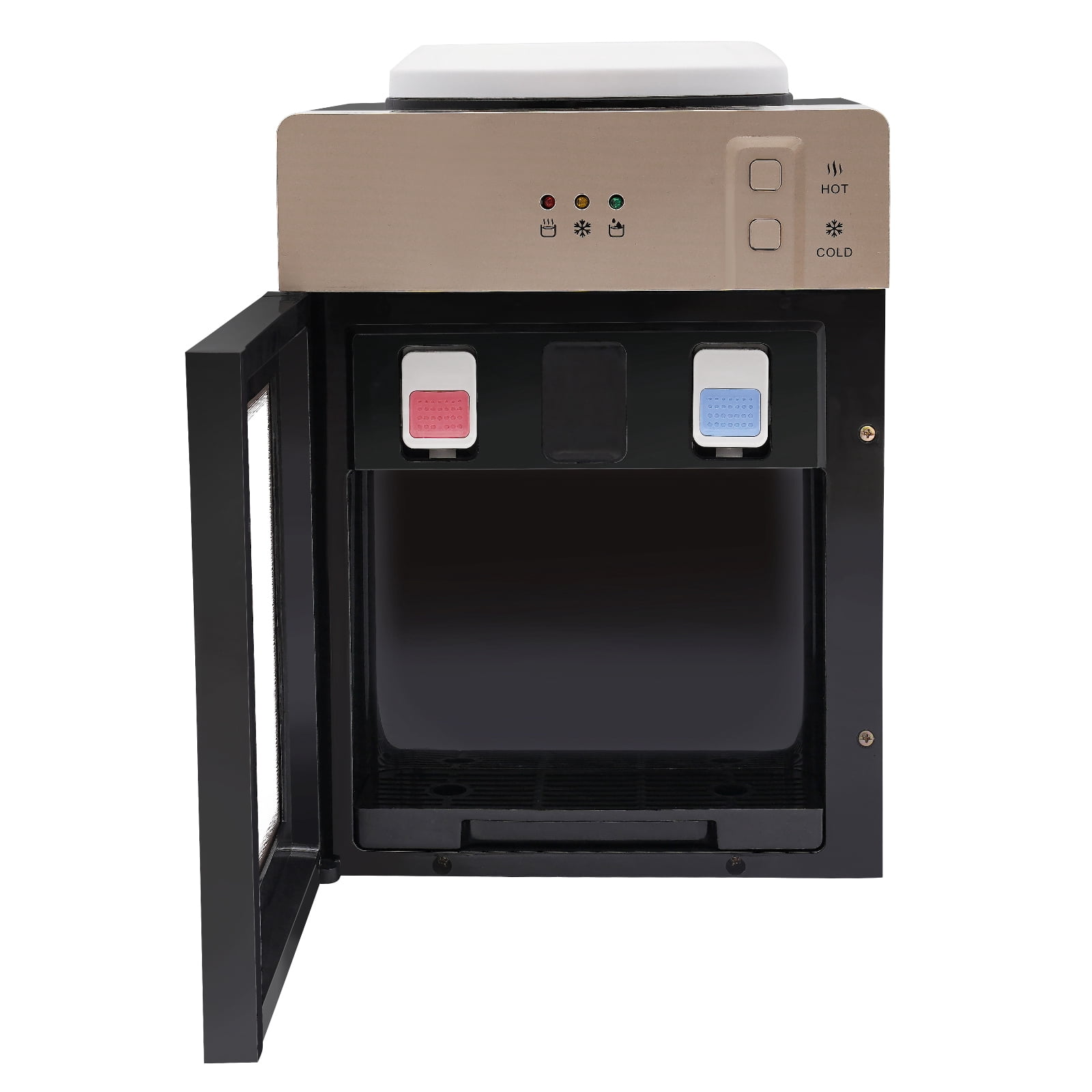 ChicHomey Top Loading Countertop Water Dispenser Hot Cold, 3 Temperature Options, Single-touch Switch Indicator Lights,for Bedroom Office Champagne Gold