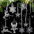 thumbnail image 4 of 24/2 piezas de copos de nieve transparentes para árbol de Navidad, adornos de carámbanos para fiestas navideñas de invierno, adornos colgantes transparentes, 4 of 5
