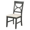 thumbnail image 6 of 6 Piece Solid Wood Dining Room Set with Upholstered Bench and 4 Dining Chairs, Rustic Farmhouse Kitchen Table Set with Bench and 4 Chairs, 36” x 60” (Gray), 6 of 8