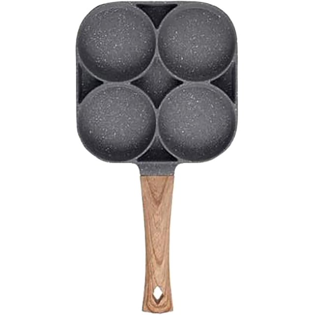 4 Containers Pancake Pan Mold For Eggs Hamburger Breakfast Pancake Cooking Pan with Handle, Egg Frying Pan, Aluminum Egg Cooking Pan, Compatible with Gas Stove, Induction Cooker & Radiant Cooker