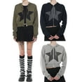 thumbnail image 5 of Biekopu Women Zip Hoodies Stars Print Long Sleeve Crop Tops Aesthetic Sweatshirt for Fall Streetwear, 5 of 5