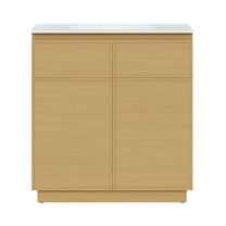 St. Tropez 36" Freestanding Bathroom Vanity in Natural Oak with 3-Hole Widespread Sink Top