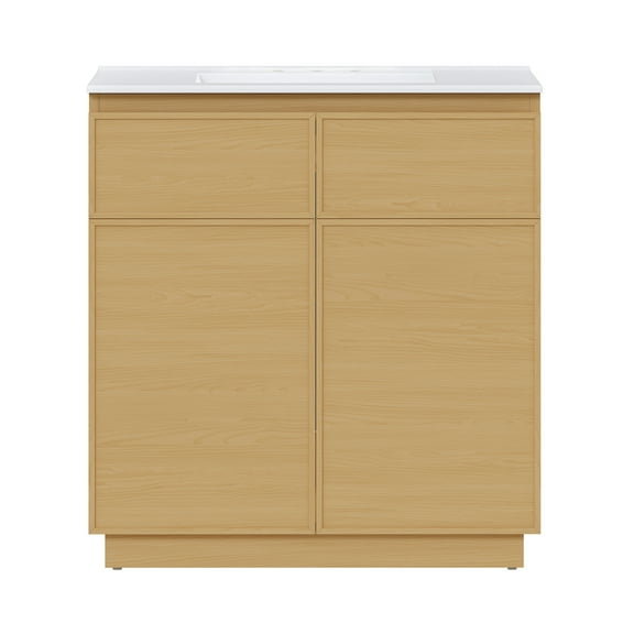 St. Tropez 36" Freestanding Bathroom Vanity in Natural Oak with 3-Hole Widespread Sink Top