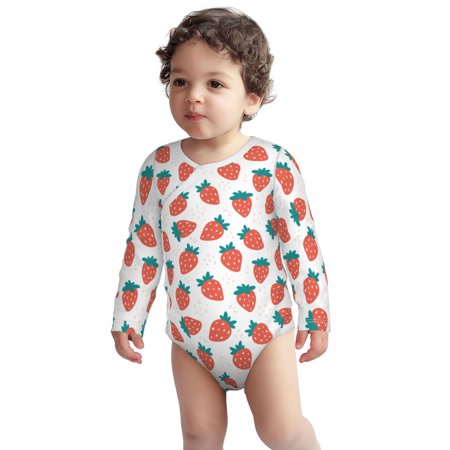 

Fotbe Strawberries Pattern Unisex-baby Long-sleeve Bodysuit Long Sleeve Bodysuits One-piece 100% Organic Cotton for Infant Baby Boys Unisex-3 Months