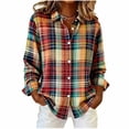thumbnail image 3 of Luivaraty Womens Flannel Plaid Shirts Long Sleeve Blouse Soft Fashion Casual Button Down Lapel Outwear Tops,S-2XL, 3 of 6