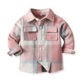 thumbnail image 2 of TOWED22 Boy Button Down Shirt Kid Flannel Shirt Toddler Plaid Shirt Boys Western Shirts Long Sleeve Father Son Shirt(Pink,18-24 M), 2 of 5