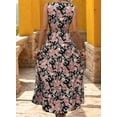 thumbnail image 4 of Women'S Summer Maxi Dress Floral Tie Front Casual Boho Beach Flowy Sundress Black M, 4 of 6