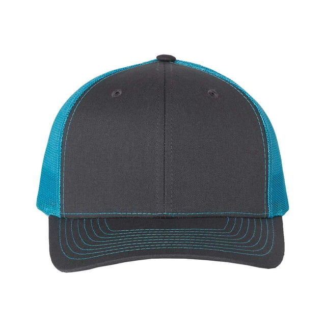 Adjustable Snapback Trucker Cap, Adjustable, CharcoalNeon Blue