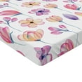 thumbnail image 4 of Ambesonne Floral Fitted Sheet, Simple Flowers Romance Print, Queen Size, Pink Pale Yellow and Blue, 4 of 5