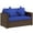 Blue, variant on GVN Outdoor Couch Patio Sofa,Outdoor Wicker Loveseat, Patio Furniture Couch with Cushions, 2 Seats PE Rattan Sofa, 2 Throw Pillows, Beige