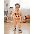 thumbnail image 6 of Loicainy Baby Toddler Boy Girl Halloween Outfit 6 12 18 24 Months 2T 3T Pumpkin Embroidery Striped Long Sleeve Sweatshirt and Elastic Pants Clothes Set, 6 of 9