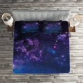 thumbnail image 2 of Ambesonne Space Quilted Coverlet 3 Pcs, Milky Way Themed Stars, Queen Size, Magenta Blue, 2 of 2