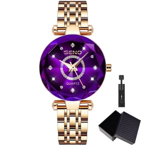 Seno Women's Ocean Blue Diamond Stainless Steel Watch