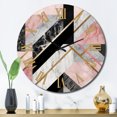 thumbnail image 1 of Designart "Marble Granite Agate with Gold Accents XIV" Modern Geometric Oversized Wall Clock, 1 of 6
