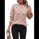 thumbnail image 3 of Suéteres de Lunares para Mujer, Jersey de Punto de Larga y Cuello Redondo. Rosa L, 3 of 9