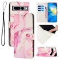 thumbnail image 1 of Nalacover for Google Pixel 8 Pro Marble Pattern Wallet Case with Credit Card Slots Holder Kickstand Cover, Soft Silicone Shokcproof Anti-Fall Premium PU Leather Magnetic Clasp Flip Case, Rosegold, 1 of 6
