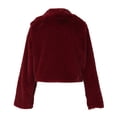 thumbnail image 7 of XFLWAM Women Winter Faux Fur Coat Lapel Soft Fluffy Fleece Cropped Jacket Long Sleeve Warm Thickened Plush Casual Solid Color Outwear Wine Red L, 7 of 7