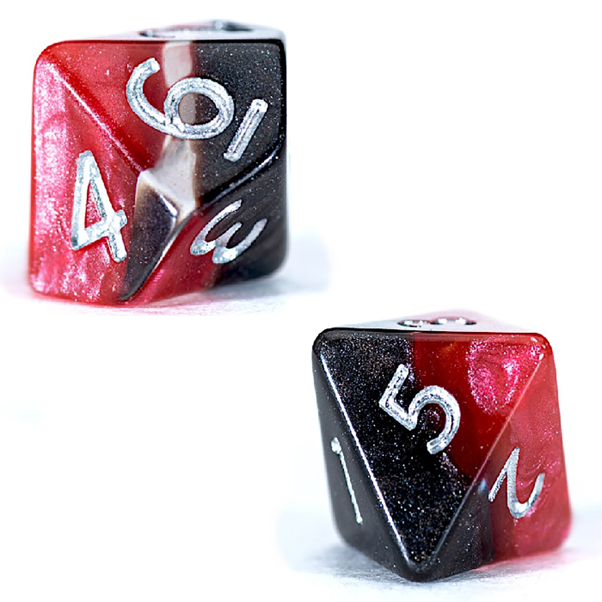 Mighty Tiny Dice: Lava Rocks - 7 pc - RPG Dice Set, Black-Clear-Red, 3-Layer Supernova Style,12mm Resin Dice