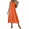 thumbnail image 2 of Nuoqisi Womens Summer Midi Casual Dresses V-Neck 2026 - Sleeveless, Sundress, Vacation, Beach, Travel，Weekend Holiday, 2 of 6