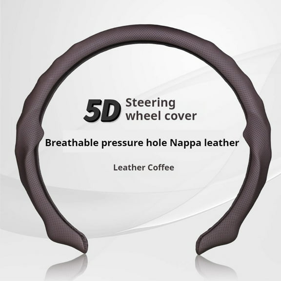 Nappa Leather Steering Wheel Cover,5D Ultra-Thin Car Steering Wheel Cover,Comfortable & Breathable Microfiber,Universal Fit for Most Cars,Brown