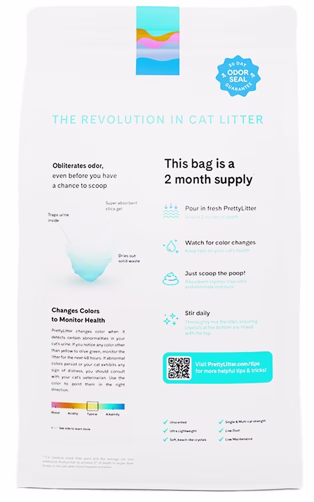 thumbnail image 3 of (2 pack) PrettyLitter Clumping Health Monitoring Cat Litter, Unscented, 10 lb Bag, 3 of 11