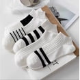 thumbnail image 1 of Calcetines para mujer, de rayas, sencillos, de otoño, finos, de algodón, transpirables, de combinación completa, 1 of 6