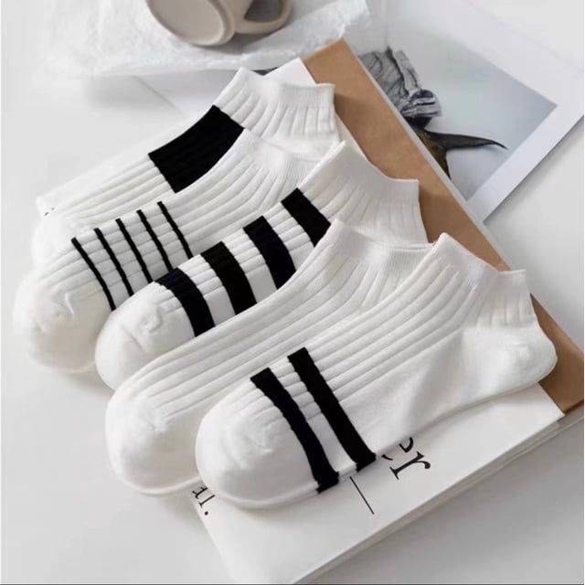 Calcetines para mujer, de rayas, sencillos, de otoño, finos, de algodón, transpirables, de combinación completa