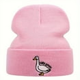 thumbnail image 5 of BLSCODE Silly Goose Embroidery Beanie Hat Winter Warm Knitted Hat Cartoon Decor Warm Beanies For Daily Wear Pink, 5 of 10