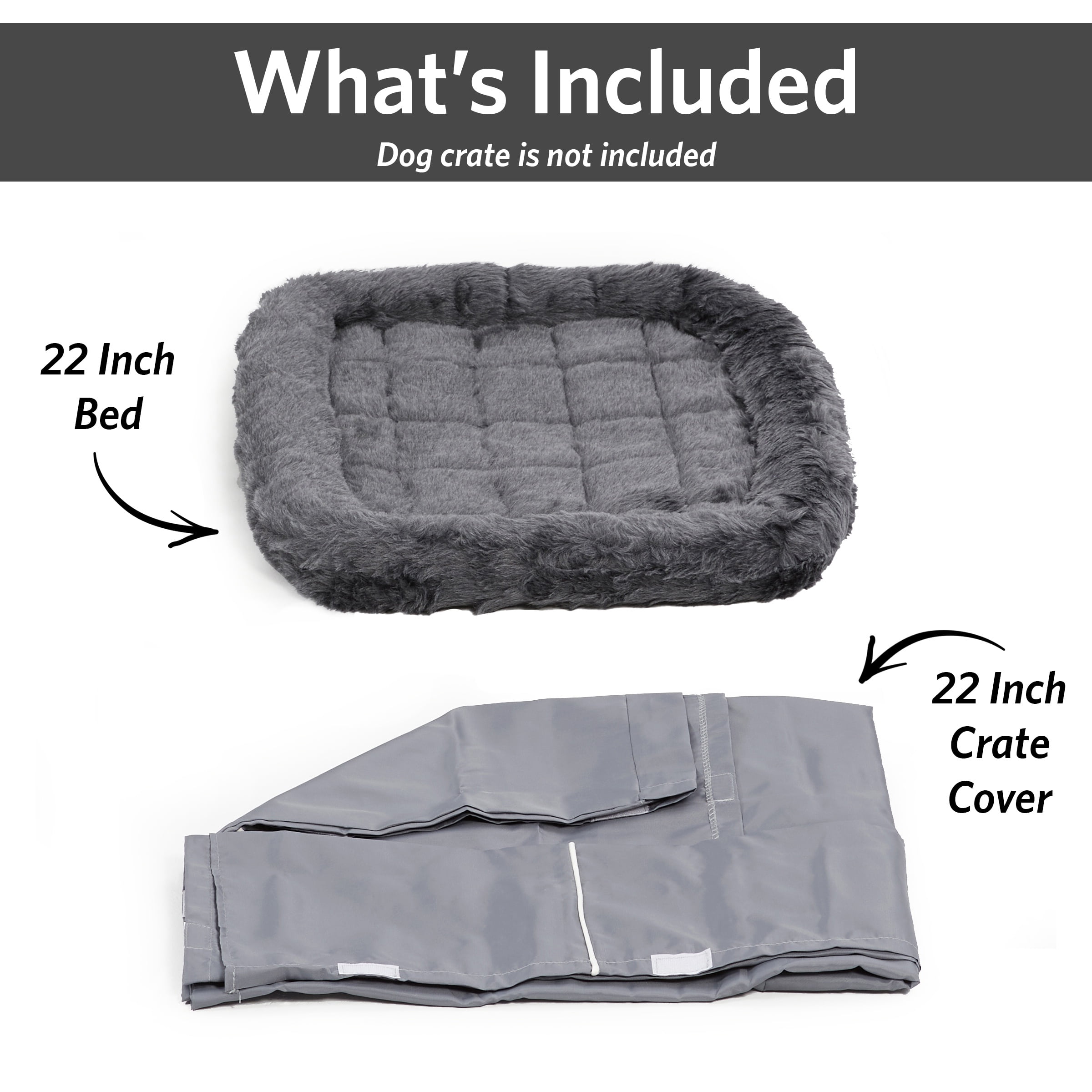 MidWest Homes for Pets New World Comfort Kit, Matching Dog Crate Cover & Bed, Fits 22’’ Crate, Gray