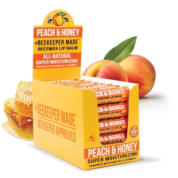 Beekeeper Made Beeswax Bulk Lip Balm, 40 Count | For Men, Women, and Children. Great for Gifts, Showers, & More (Peach)