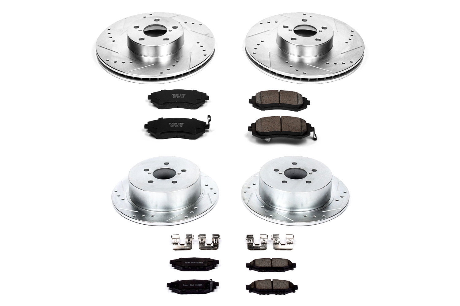 PowerStop Front and Rear Z23 Evolution Sport Carbon-Fiber Ceramic Brake Pad and Drilled & Slotted Rotor Kit Fits: SUBARU Select Models K4081