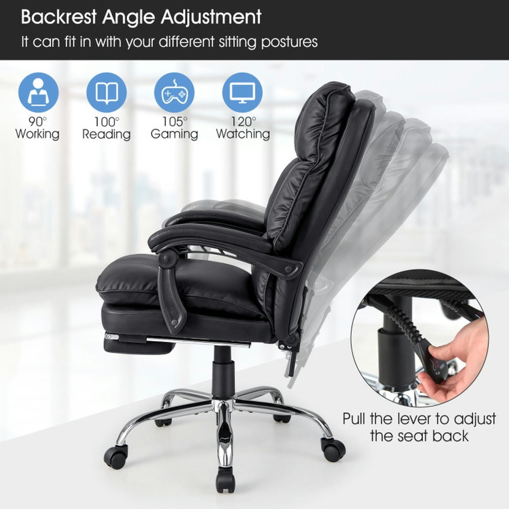 Demi Bonn Ergonomic Adjustable Swivel Office Chair with Retractable Footrest for Home, Bedroom, Study, Black