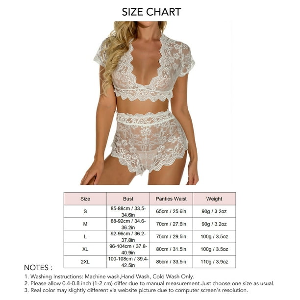 Lace Panty Set, Lingerie Set Fashionable Breathable Skin Friendly Short  Sleeve For Wedding Night For Anniversary White XL 