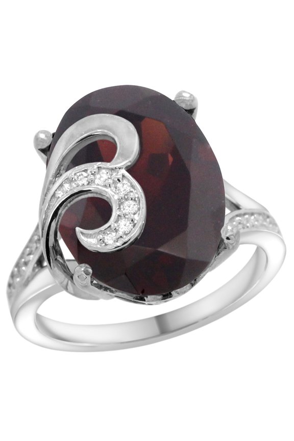 14k White Gold Natural High Quality Ruby Ring 16x12 mm Oval Shape Diamond Accent, 5/8 inch wide, size 9.5