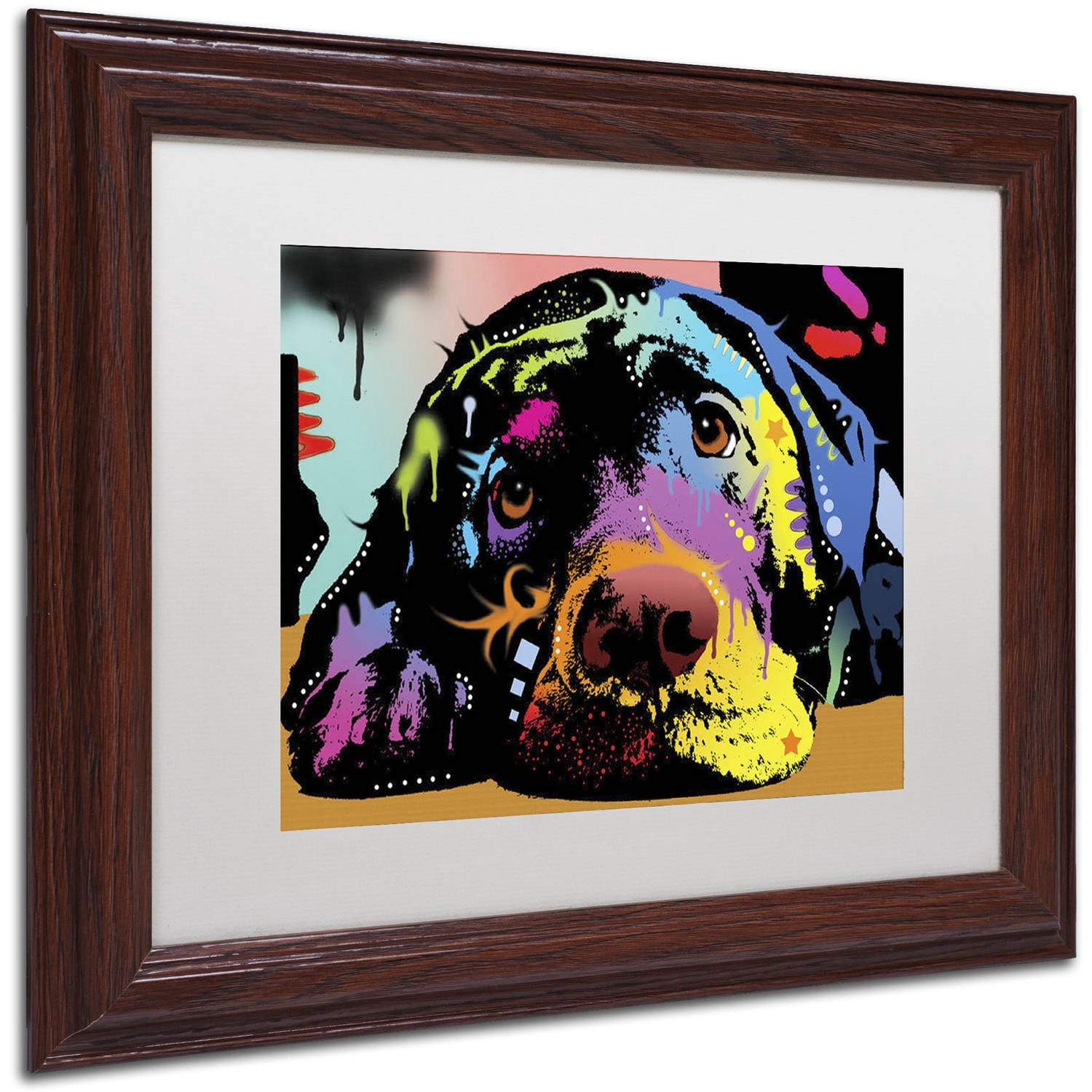 Trademark Fine Art "Lying Lab" Canvas Art by Dean Russo, White Matte, Wood Frame
