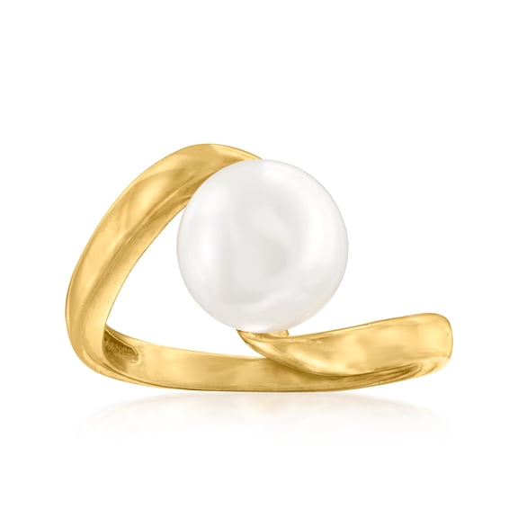 Ross-Simons Italian 9-9.5mm Cultured Pearl Twisted Ring in 18kt Gold Over Sterling, Women's, Adult