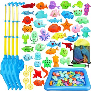 Toy Life Fishing Game with Inflatable Pool, 4 Fishing Poles