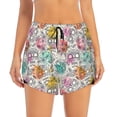 thumbnail image 2 of Xecao's Skull and Flowers for a double-layer running short for women, perfect for gym, tennis, and more, featuring a convenient pocket., 2 of 9