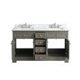 thumbnail image 6 of UrbanFurnishing.net - Rochelle 60-Inch (60") Bathroom Sink Vanity Set with White Italian Carrara Marble Top - Distressed Gray, 6 of 7