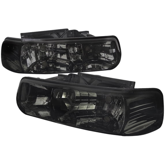 Factory Style Headlights (Chrome Housing/Smoke Lens) Made for and Compatible with 1999-2006 Chevrolet Silverado/Tahoe/Suburban