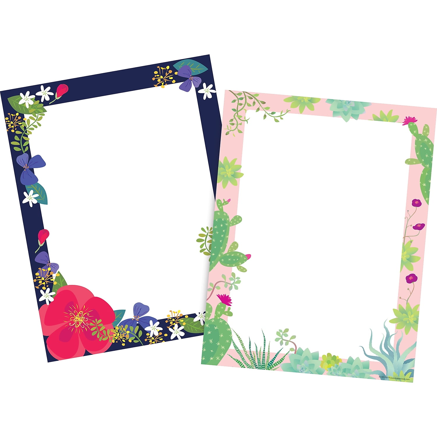Barker Creek Petals & Prickles Computer Paper Pack (2 Designs) - 100 Sheets