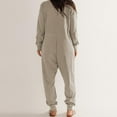 thumbnail image 2 of TQWQT Womens Long Sleeve Jumpsuit One Piece Rompers Loose Fit Overalls Lounge Pajamas Onesie Jumper Winter Fall Outfits Khaki XL, 2 of 5