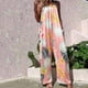 thumbnail image 3 of Gibobby Mono Corto Informal Mono de verano para mujer Pantalones casuales estampados Mono estampado Pantalones de pierna ancha Mono de playa de vacaciones(Rosa， XL), 3 of 5