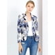 thumbnail image 2 of Chaqueta abierta de la chaqueta del traje de la cosecha del trabajo de la oficina del frente de las mujeres Blanco Azul-Floral M, 2 of 6