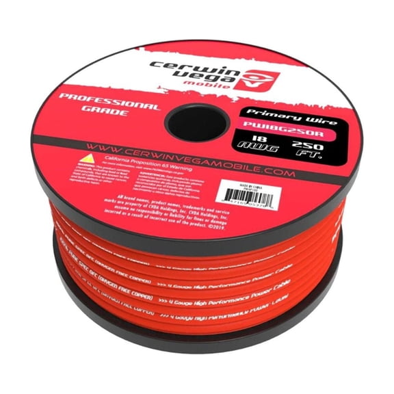Cerwin Vega 18 Gauge Primary Wire Frost Red 250Ft Spool - PW18G250R