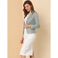 thumbnail image 3 of Chaqueta Tipo Blazer Informal Con Solapa De Muesca Y Manga Larga Para Mujer Cuadros grises S, 3 of 6