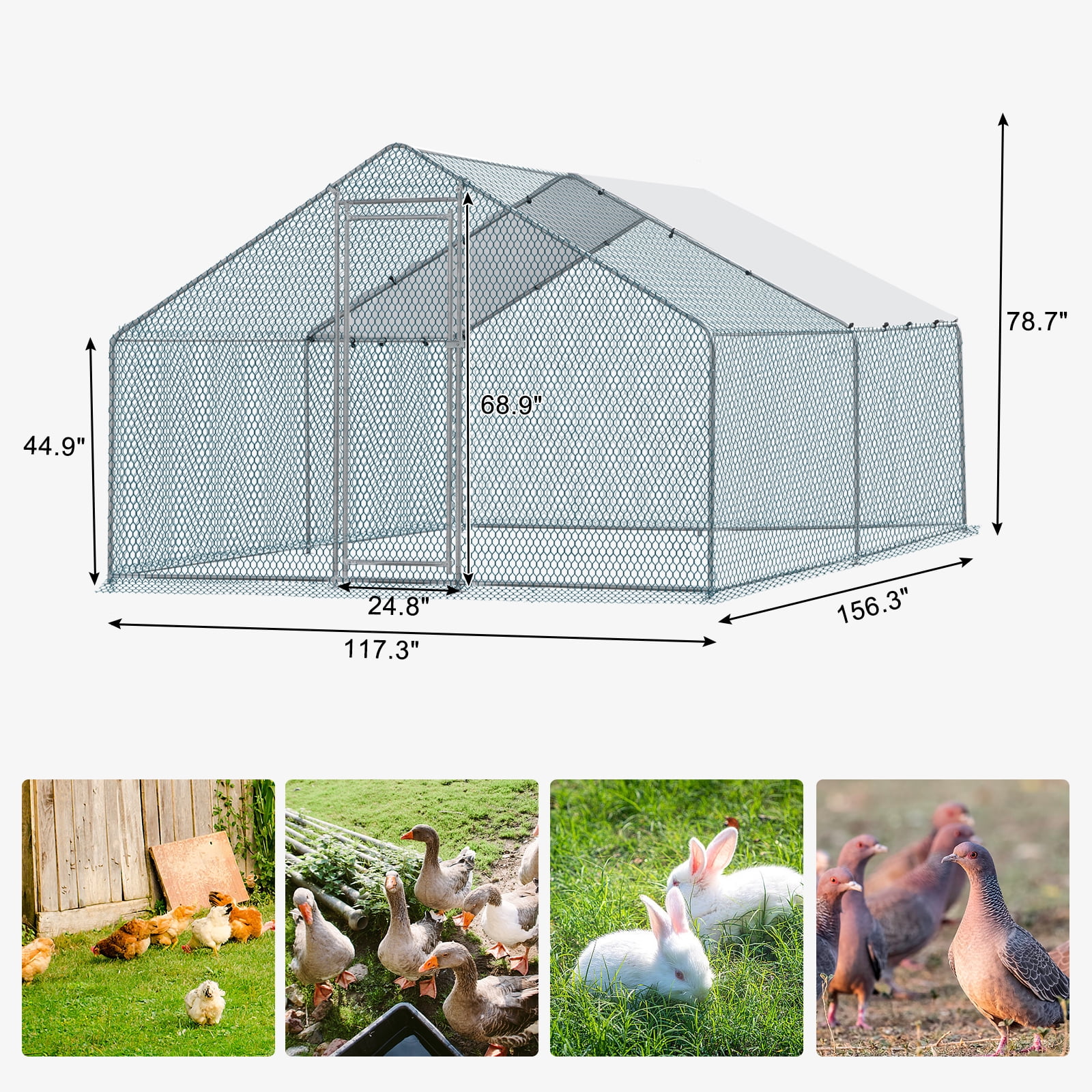 Zimtown 13 x 10 ft Chicken Coop Large Metal Chicken Cage House Hen House Rabbit Hutch Poultry Cagem