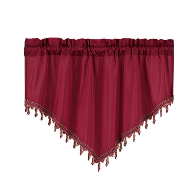 jifeng Valance Curtain Farmhouse Short Valance Drape for Kitchen Cabinet Decoration Red