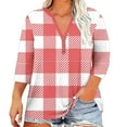 thumbnail image 3 of Women's Casual Plus Size Printed 3/4 Sleeve V-Neck Blouse Tops Shirts Tunics Loose Fit Floral Pattern Soft Fabric Fashionable Comfortable for Work Office Vacation Daily Wear Fashion Essential Gift fo, 3 of 9